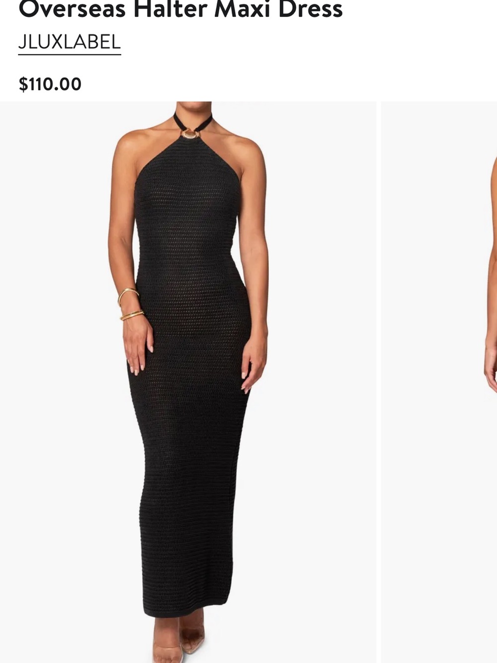 JLUXLABEL Black Halter Ring Maxi Dress